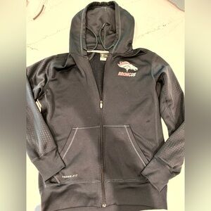 Denver Broncos Black Therma-Fit Full-Zip Hoodie.  Size M